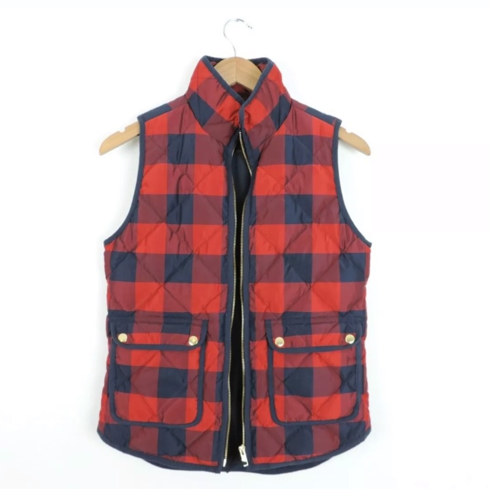 Women’s J Crew buffalo plaid Check Puffer Vest